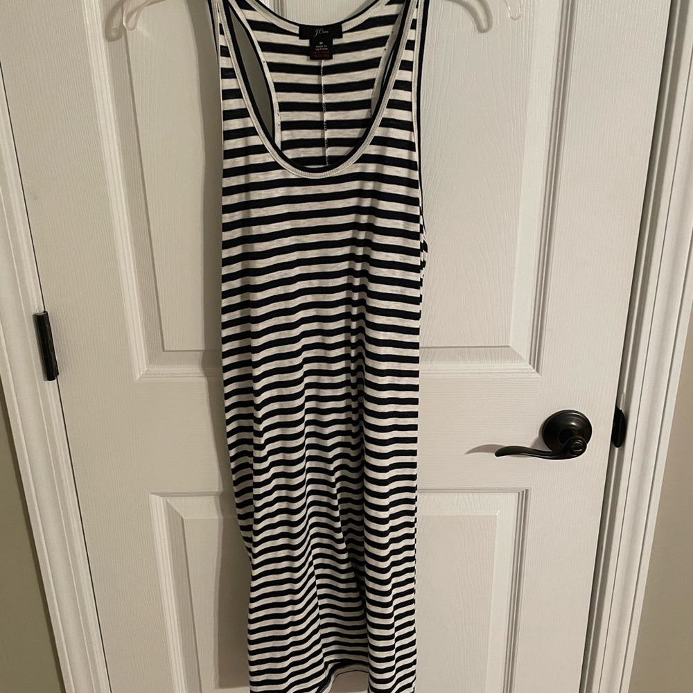 J.Crew navy and white keyboard stripe razorback dress